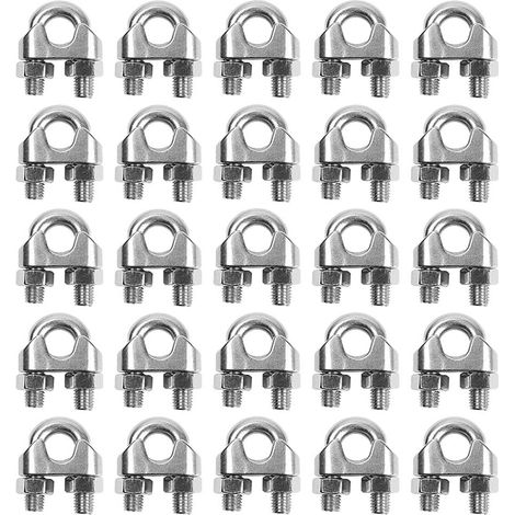 U Boulon Clip De Câble M3, 20 Morceaux Clips Pour Câble Métallique, Clip De Câble Métallique, Câble Métallique Clips, Pour Clôture, Corde à Linge (1/5)
