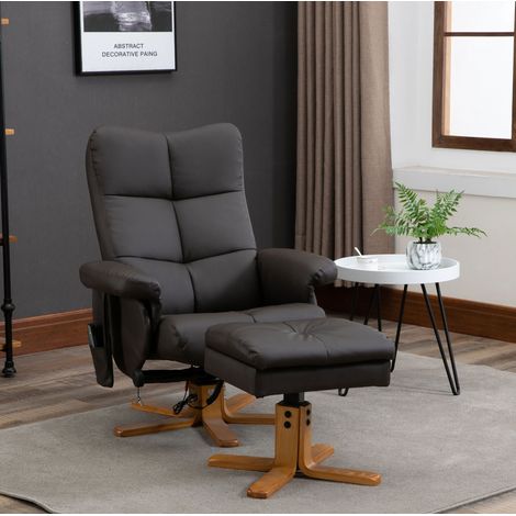 Massagesessel mit Hocker, 145° Neigung, 10 Massagepunkte, Kunstleder, braun HAVRYA (1/3)