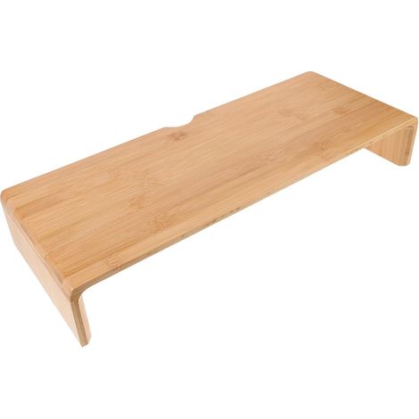 Support pour Moniteur en Bambou Beige, Rehausseur de Bureau Rangement de Table pour Bureau et Maison, Style Simple Rustique, Posture Confortable et Regard Plus Reposé (1/5)