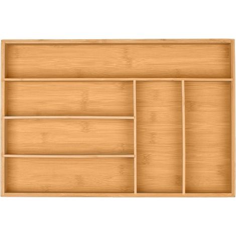 Bamboo cutlery tray with 6 compartments (1/5)