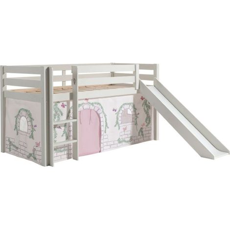 Pack - Lit Enfant Toboggan & Tente "Pino Birdy" 90x200cm Blanc (1/5)
