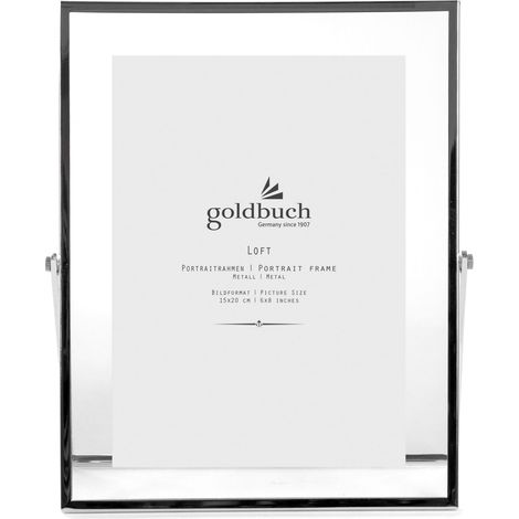 Cadre photo Loft en métal, cadre avec support, cadre pour 1 image/photo au format 15 x 20 cm, cadre photo en métal env. 19,7 x 24,7 x 1 cm, cadre argenté (1/4)