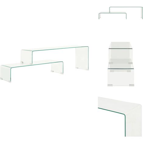 Ensemble de table basse 2 pcs 90x30x20/110x30x40cm Verre trempé - Table Basse - Table D'appoint - Meuble Moderne - Table Extensible - Verre Trempé (1/5)