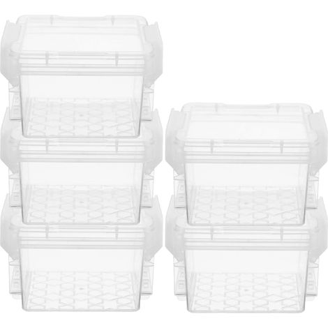 Lot de 5 boîtes de rangement empilables en plastique, petites et portables, pour bijoux, perles, articles de couture, fournitures de bureau, maison et voyages. (1/5)