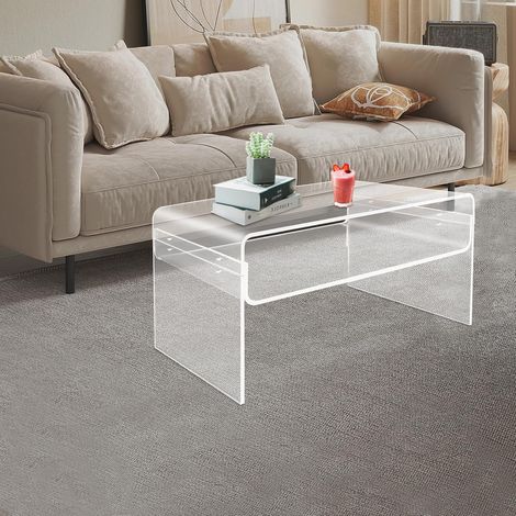 Table basse en acrylique transparent - Table d'appoint moderne pour salon, salle de bain, couloir, salon, chambre à coucher, bureau - 80 x 50 x 38 cm (1/5)