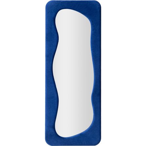 Specchio da parete Theodor in velluto blu con specchio sagomato 67x166 cm