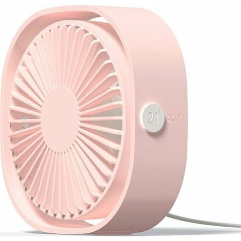 Ventilateur USB portable silencieux pour bureau – 3 vitesses réglables, couleur rose, design compact et ergonomique