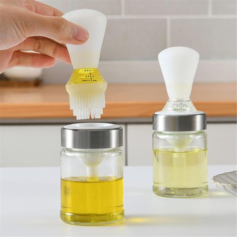 DOLASO Ölflasche mit Silikon-Heftpinsel, Silikonpinsel für Küchenglas-Ölflasche, Ölpinsel zum Kochen, Grillen, Gebäck (1/5)