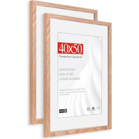 Bilderrahmen 40x50cm Passepartout 30x40cm Holz Eiche 40x50cm 2x (1/5)