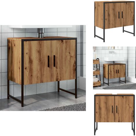 Armoire lavabo de salle de bain chêne artisanal 60x33x60 cm - Armoire Lavabo De Salle De Bain - Armoires Lavabo De Salle De Bain - Meuble Lavabo De Salle De Bain - Meuble Lavabo De Toilette (1/5)