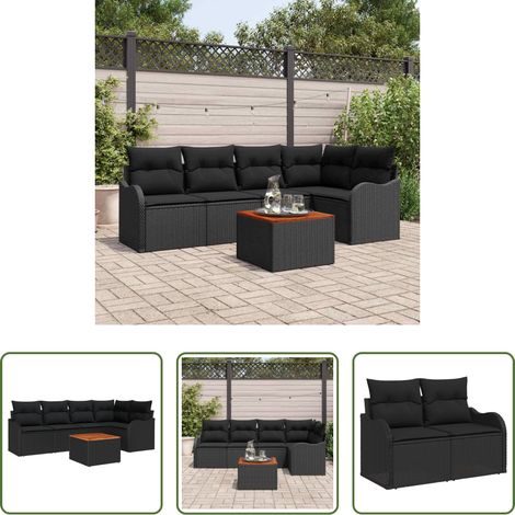 vidaXL Canapé en poly rattan - Ensemble de canapé de jardin avec stockage 6 pcs Noir polyrotin (1/5)