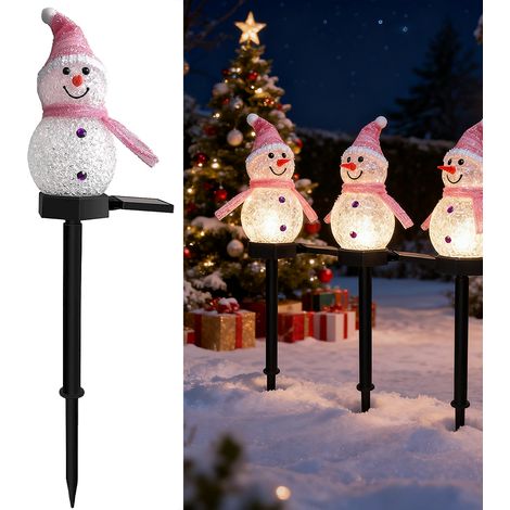 Lampe solaire de Noël en forme de bonhomme de neige, lampe de jardin solaire étanche, Lumière de chemin de Noël extérieure, décorations de Noël (1/5)