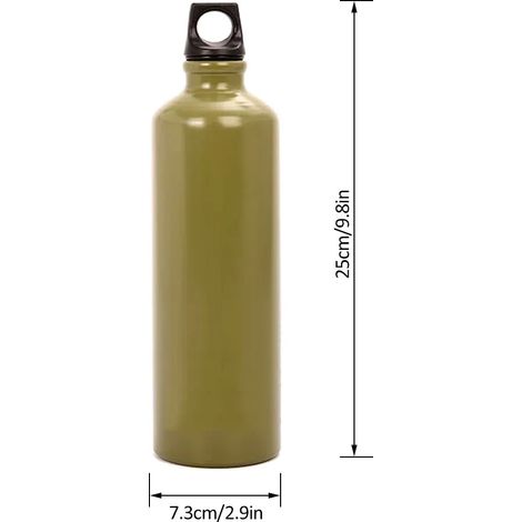 Bouteille de carburant en aluminium de 750 ml pour le camping, l'essence ou le kérosène. Réservoir de stockage à fixer sur un sac à dos. Réservoir de carburant portable pour réchauds de cuisine portab (1/4)