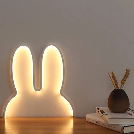 Lampe lapin LED crative pour chambre denfant lampe de chevet murale enfichable USB YYV (1/4)