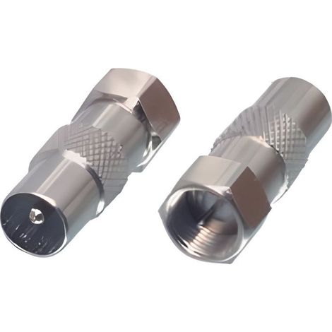 Adaptateur d'antenne - VALUELINE - FC-029 - Fiche F mâle - Coax Mâle (IEC) - Argent