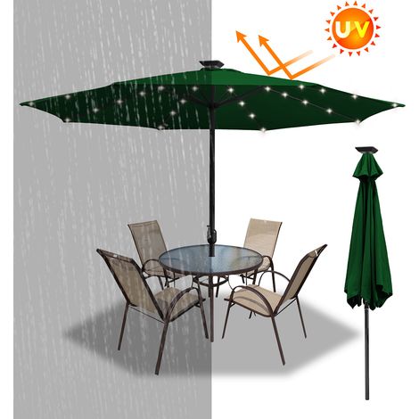 Hengda Ombrellone da giardino Dia 270 CM Strucutre en Métal Robuste Anti-UV, Verde, Ombrellone hawaiano, Ombrellone da esterno, con 36 LED solari (1/5)