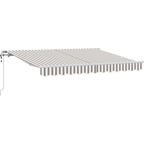Store banne rétractable, gris clair et blanc, 450 × 350 cm (1/5)