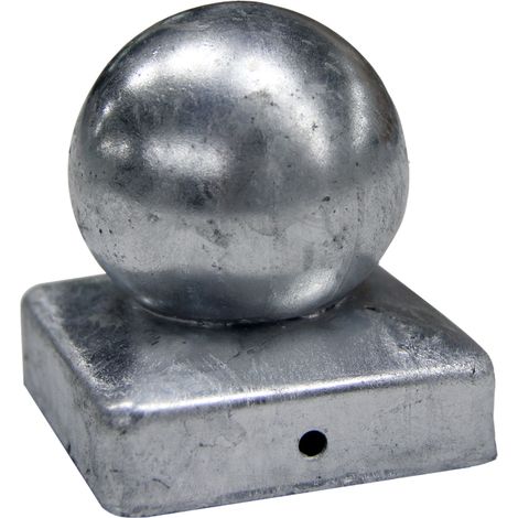 Winox – Chapeau boule galvanisé pour poteau 7x7 cm – Acier galvanisé à chaud – 2 trous Ø 5 mm pour fixation – Dimensions intérieures 71x71 mm