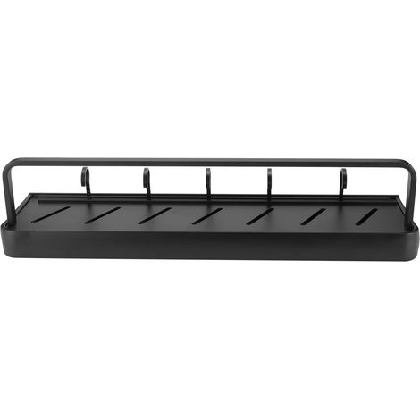 Multifunktionales 50 cm Wandregal für Küche und Bad, Ablage mit Stange und 5 Haken (einlagiges Modell). (1/5)