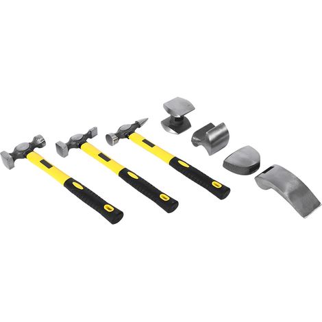 Kit d'outils de réparation de panneaux de carrosserie automobile, 7 pièces, poignées, marteaux battants, chariot à talon (1/5)