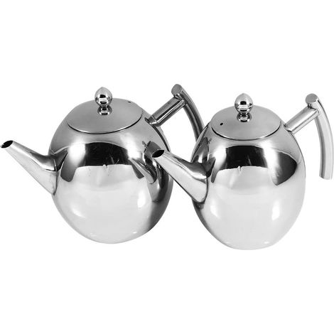 Théière Inox 1500ml avec Filtre, Bec Anti-Fuite et Fond Plat Bouilloire en acier inoxydable poli miroir, pour thé ou café, grande capacité pour restaurant ou hôtel, couvercle avec orifi (1/5)