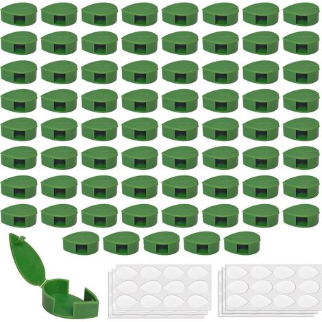 70 Clips Support Plante - Attache Murale Végétale - Fixation Lierre Pothos - Organisation Câbles Déco - Vert - 3,2x2x1,2cm (1/5)