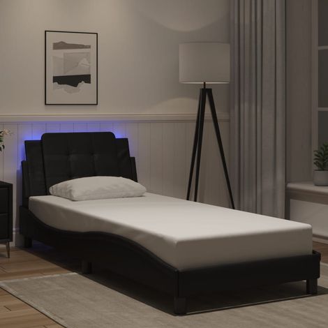 Bettgestell mit LED ohne Matratze "Zadar" Schwarz 80x200 cm