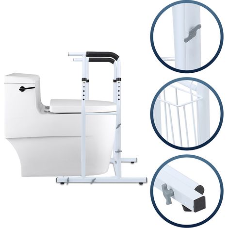 Jiubiaz Klappgriff Wandstützgriff Dusche Toilettengriff Stehhilfe WC Stützklappgriff 60cm Stützgriff Weiß