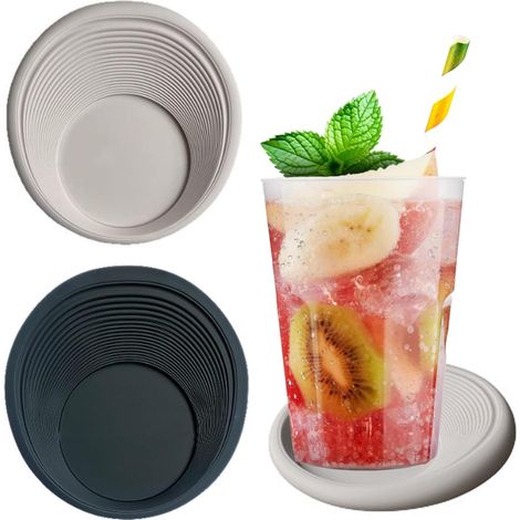2 Ensembles Coasters Verres en Verre, sous-traitants en Verre avec Bord en Silicone Ronds, pour Boissons, Manteaux de Table Boissons 2 Ensembles (1/5)