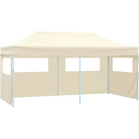 Profi-Partyzelt Faltbar mit 4 Seitenwänden 3×6m Stahl Creme