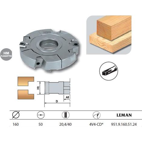 Leman – Porte-outils feuillure extensible diamètre 160mm – Pour bois dur – Coupe droite – Araseurs inférieurs et supérieurs