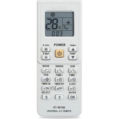 Télécommande universelle de climatisation et de chauffage - pour Midea/LG/Samsung/Panasonic KT9018E, 1pc