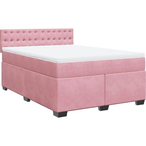 Maison Exclusive - Sommier à lattes de lit avec matelas Rose 160x200 cm Velours (1/5)