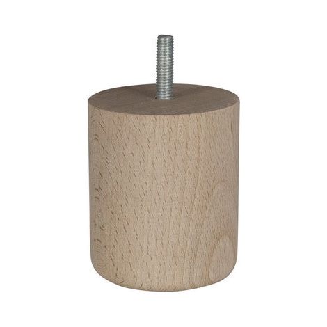 Gamba Fissa Per Mobili Cilindrica, Faggio Grezzo, Bianco/Beige, 8 Cm CIME