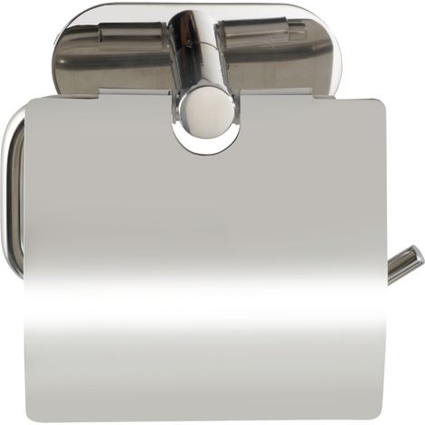 WENKO Turbo-Loc® Edelstahl Toilettenpapierhalter mit Deckel Orea Shine, WC-Rollenhalter, Befestigen ohne bohren, Silber glänzend, Edelstahl rostfrei glänzend (1/5)
