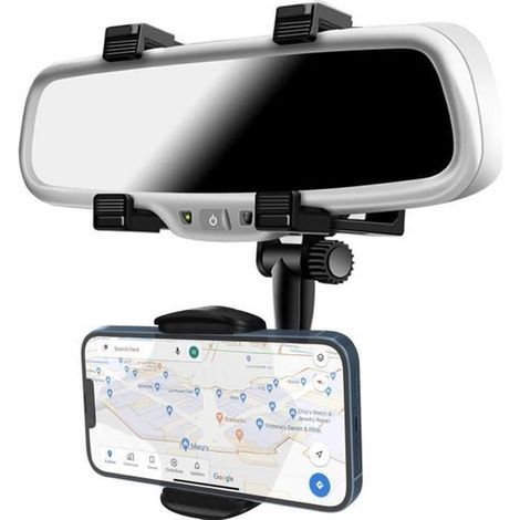 Supporto per auto (nero) - Nero - Supporto per specchietto retrovisore - Ruotabile a 360 gradi - Regolabile - Compatibile con smartphone (1/4)