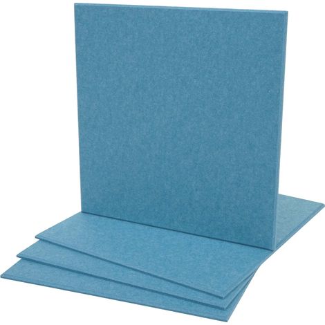 4er-Set Akustikwandpaneel HHG-572, Wandpaneele Akustikplatten, schalldämmend 1qm Fläche 50x50cm blau