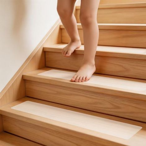 Lot de 15 tapis antidérapants pour marches d'escalier, 10 x 61 cm, transparents, autocollants, imperméables, antidérapants, pour escaliers en bois et sols en marbre, autocollants antidérapants (1/5)
