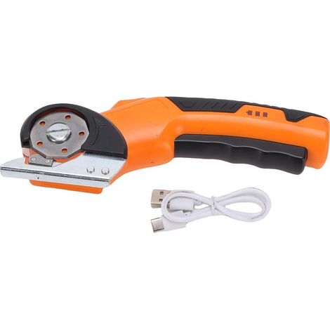 Ciseaux électriques avec lumière LED, coupe-fils sans fil alimentés par batterie au lithium pour carton, cuir, tissu, tapis, orange (1/5)