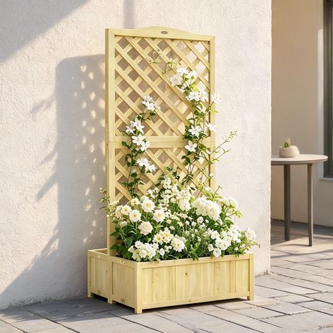 Jardinière double pliable avec treillis en bois 73 x 70 x 170 cm (1/5)
