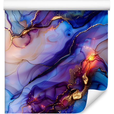 Papier peint bleu encre, violet, bleu marine et prune 50x1000 cm (1/5)