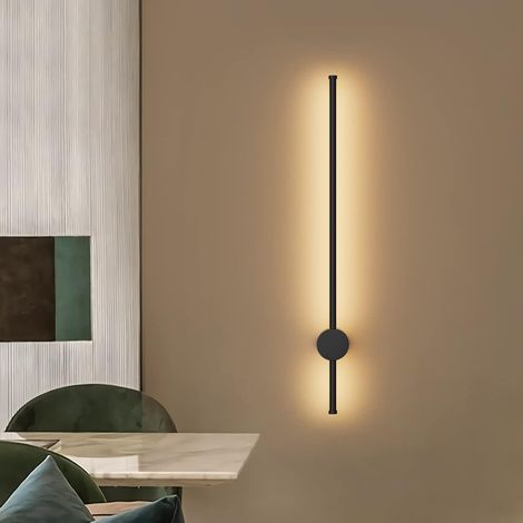 Applique Murale Interieur Longue LED, IP65 Applique Exterieur, Lampe Murale pour Chambre Salon Couloir Escaliers, 24W/81CM, Aluminium, Blanc Chaud 3000K, Noir (1/5)