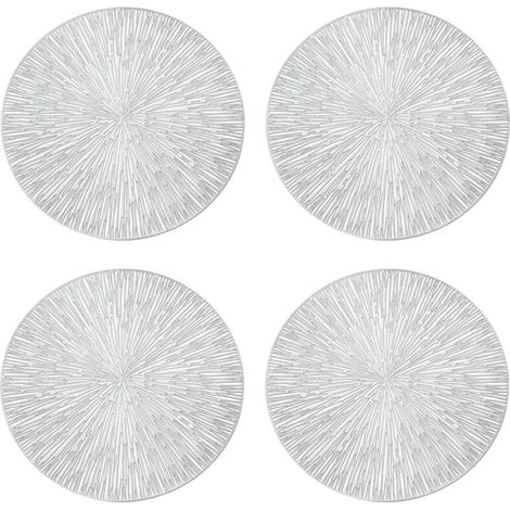 Lot de 4 sets de table ronds en PVC perforé, pour restaurant, décoration de repas, résistants à la chaleur, pour table à manger. (1/5)