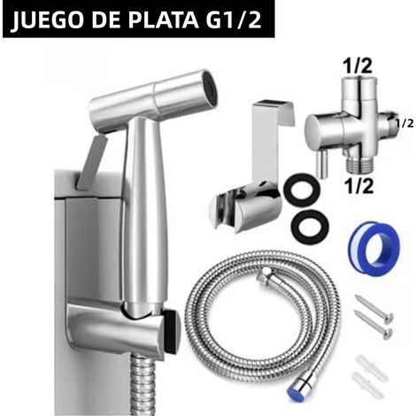 Ensemble de douchette portable en acier inoxydable pour toilettes, poignée d'eau pour salle de bain, pommeau de douche vertical, autonettoyant, fixation murale (1/5)