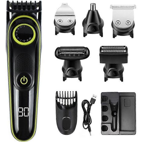 Tondeuse à cheveux 5 en 1 pour hommes, tondeuse à cheveux électrique sans fil, tondeuse à barbe et à cheveux tout-en-un. (1/5)