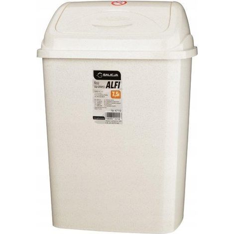 Cubo de basura ALFI con tapa abatible de 7,5 l para residuos de basura beige (1/2)