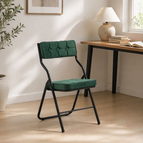 MEUBLIV Chaises pliantes 47 x 46 x 80 cm vert – lot de 2, assise rembourrée, sans montage (1/5)