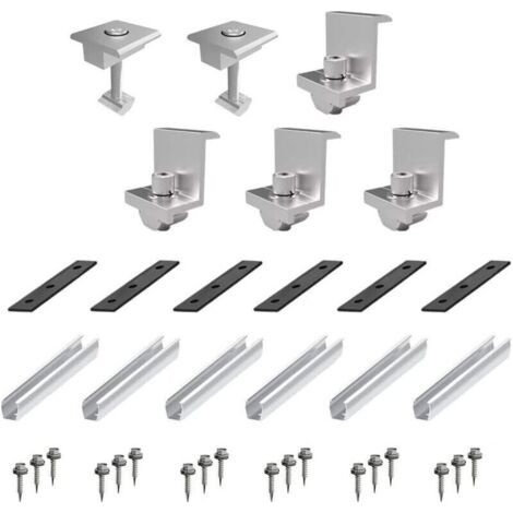 Fixation Panneau Solaire,Support Panneau Solaire,Kit de montage de panneaux solaires, accessoires de panneaux solaires pour centrale de toit-terrasse, montage de panneaux métalliques sur le toi (1/4)
