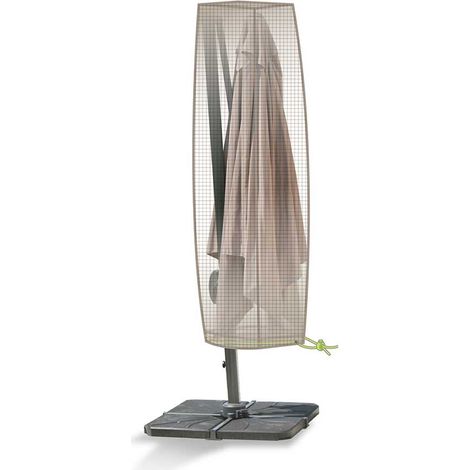 Housse de parasol déporté jusqu'à ø 5 m – Toile en polyéthylène 110 g/m² – Imperméable et résistant aux UV – Serrage cordon – Jardiline