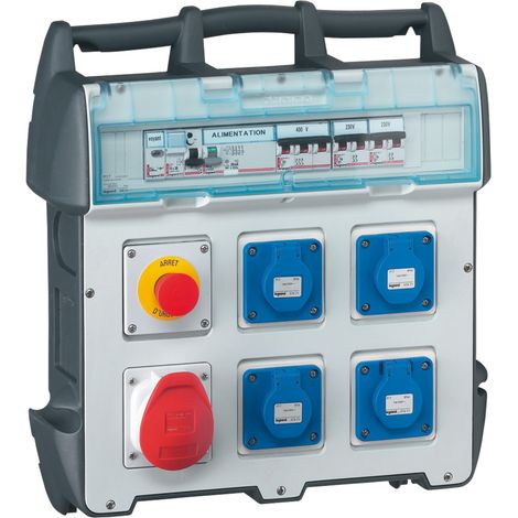 Legrand – Coffret provisoire P17 IP44 40A 400V – 4 modules NFC + 1 module 3P+N+T – Pour chantiers humides et espaces confinés